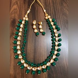 Indian ethnic polki necklace with earrings